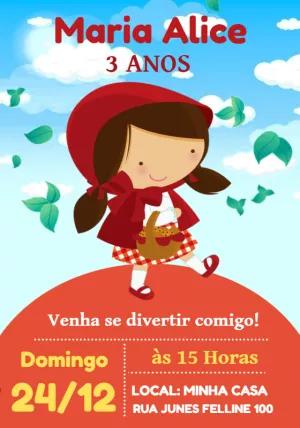 Convite Aniversário Chapeuzinho Vermelho para Editar Online