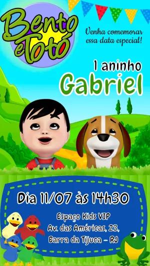 Convite de Aniversário Bento e Totó para Editar Online