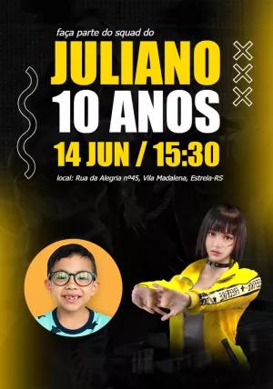 Convite Aniversário Free Fire com Foto para Editar Online