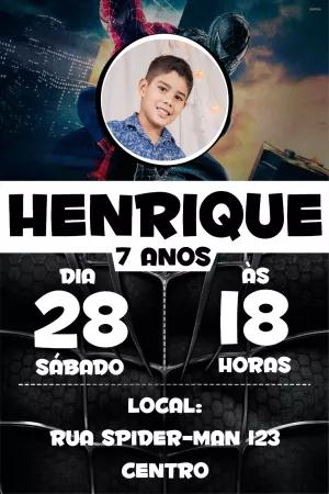 Convite Aniversário Homem Aranha com Foto Editável Online