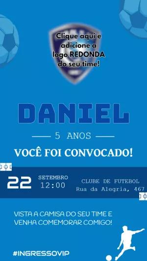Convite Aniversário Futebol com Logo do Time para Editar Online