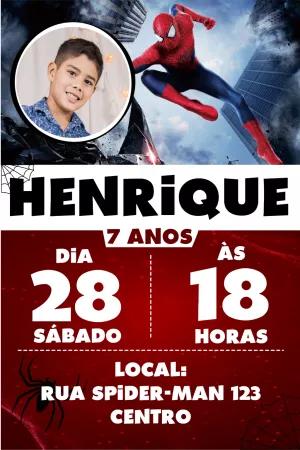 Convite Aniversário Homem Aranha com Foto para Editar Online