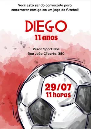 Convite de Aniversário Futebol com Bola para Editar Online