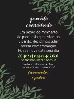 Comunicado de Adiamento de Casamento Floral para Editar Online