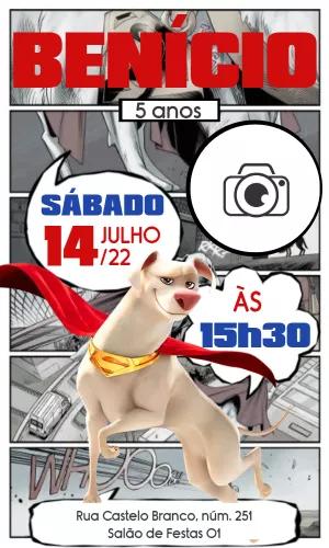 Convite de Aniversário Super Pets com Foto para Editar Online