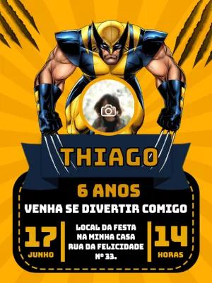 Convite Aniversário Wolverine com Foto para Editar Online
