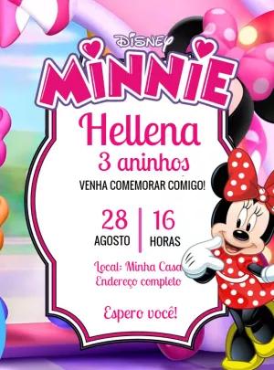 Convite de Aniversário Minnie Mouse para Editar Online