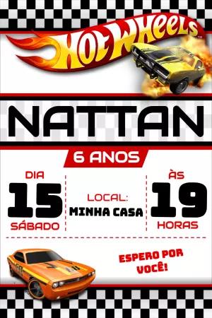 Convite de Aniversário Hot Wheels para Editar Online