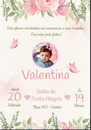 Convite Aniversário Jardim Encantado com Foto para Editar Online