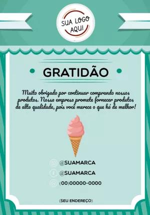 Cartão de Agradecimento Sorveteria para Editar e Imprimir