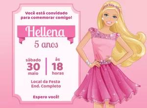 Convite de Aniversário Barbie Princesa para Editar Online