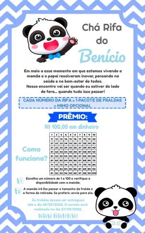 Convite Chá Rifa de Panda Menino Editável Online