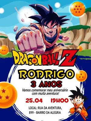 Convite Aniversário Dragon Ball Z com Goku para Editar Online