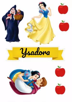 Topo de Bolo Branca de Neve com Personagens para Editar Online