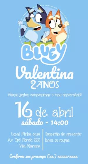 Convite de Aniversário Bluey e Bingo para Editar Online
