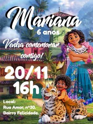Convite Aniversário Encanto com Personagens para Editar Online