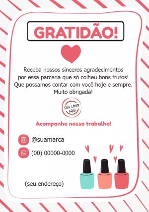 Cartão de Agradecimento Manicure com Esmaltes para Editar Online