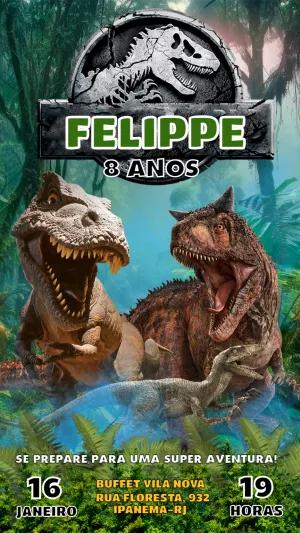 Convite de Aniversário Jurassic Park para Editar Online