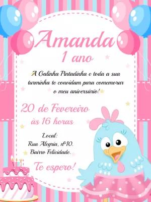 Convite Aniversário Galinha Pintadinha Candy para Editar Online