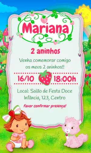 Convite Aniversário Moranguinho Baby para Editar Online
