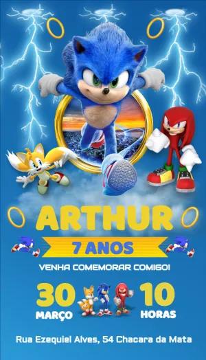 Convite de Aniversário Sonic do Filme para Editar Online