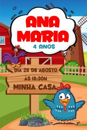 Convite Aniversário Galinha Pintadinha para Editar Online