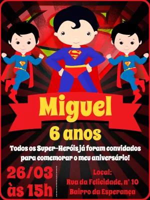 Convite Aniversário Super Homem Toy para Editar Online