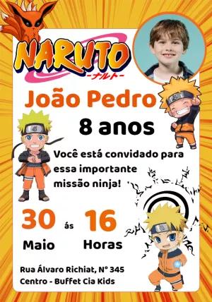 Convite Aniversário Naruto com Foto para Editar Online