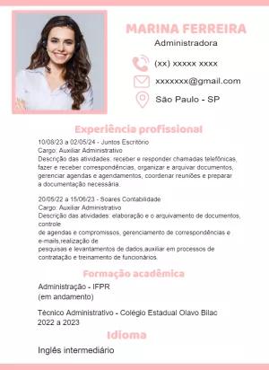 Currículo com Foto Profissional para Editar Online