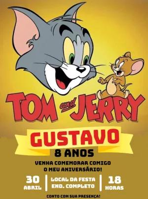 Convite Aniversário Tom e Jerry para Editar Online