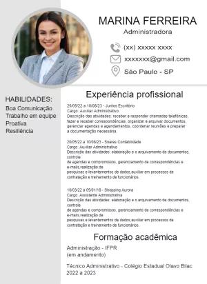 Modelo de Currículo Profissional com Foto para Editar
