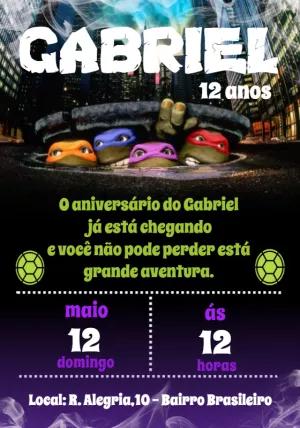 Convite Aniversário Tartarugas Ninjas para Editar Online