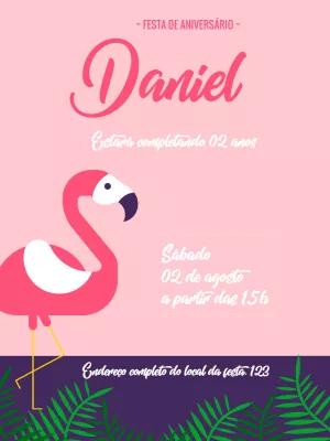 Convite de Aniversário Flamingo Tropical para Editar Online