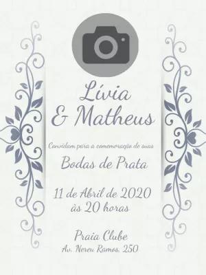 Convite Bodas de Prata com Foto para Editar Online