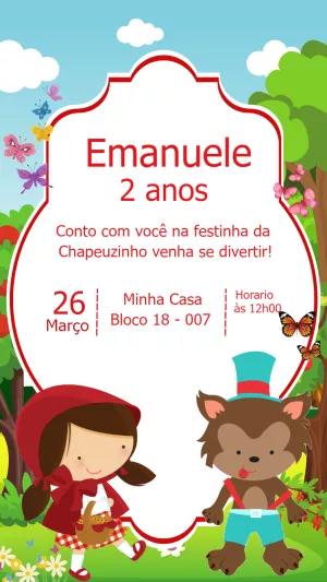 Convite Aniversário Chapeuzinho Vermelho para Editar Online