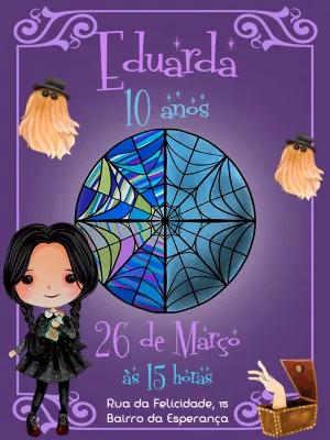 Convite de Aniversário Wandinha Addams para Editar Online