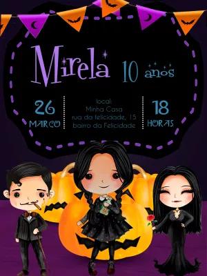 Convite de Aniversário Wandinha Addams Editável Online