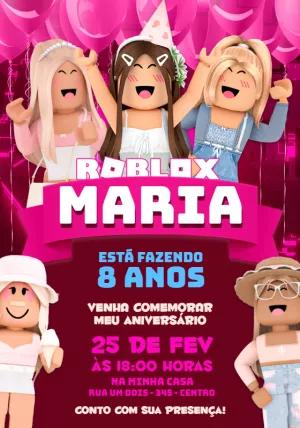 Convite de Aniversário Roblox Menina para Editar Online