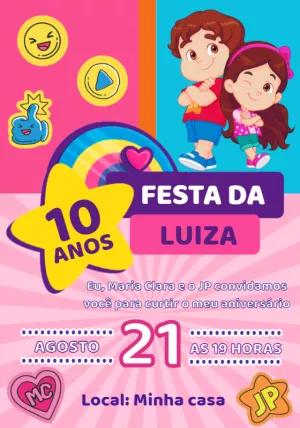 Convite de Aniversário Maria Clara e JP para Editar Online