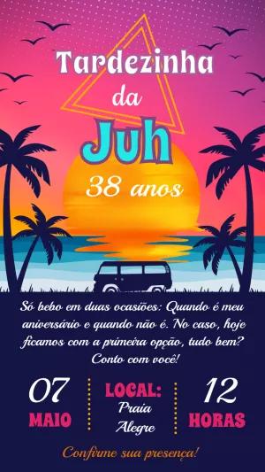 Convite Aniversário Tardezinha Tropical para Editar Online