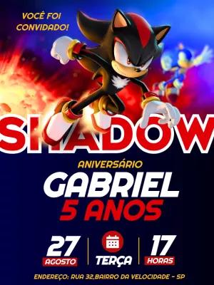 Convite de Aniversário Shadow Sonic para Editar Online
