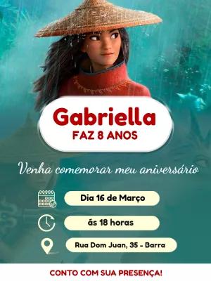 Convite Aniversário Raya e o Último Dragão para Editar Online