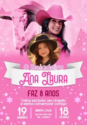 Convite Aniversário Boiadeira com Foto para Editar Online