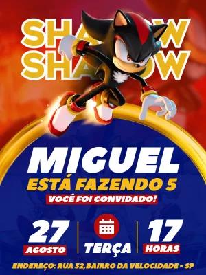 Convite de Aniversário Shadow o Ouriço para Editar Online