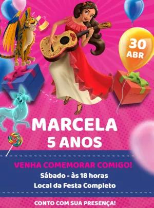 Convite de Aniversário Elena de Avalor para Editar Online