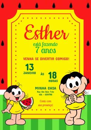 Convite de Aniversário Magali Turma da Mônica para Editar Online