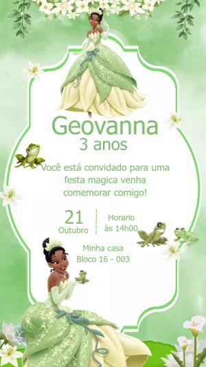 Convite de Aniversário Princesa Tiana para Editar Online