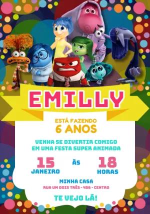 Convite Aniversário Divertida Mente para Editar Online
