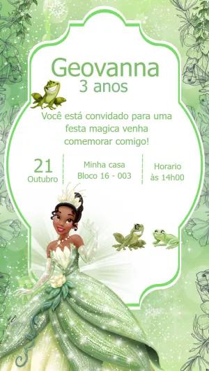 Convite de Aniversário Princesa Tiana para Editar Online