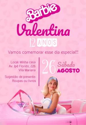 Convite de Aniversário Barbie Filme para Editar Online